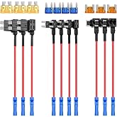 Nilight 10 Pack 12V Fuse Tap Adapters Standard/Profile/Mini Fuses 3 Types | Add-a-Circuit Adapter Set 3pcs Standard/3pcs Profiles Mini/4pcs Mini Fuses for Cars Trucks Boats Blue Red Black