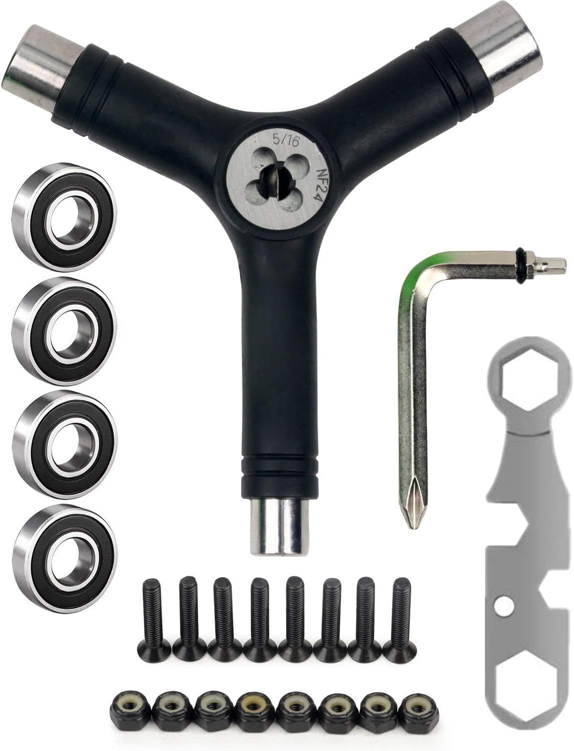 CESHMD Skateboard YTool Wrench with Allen Wrench, 4 Pieces 608 RS