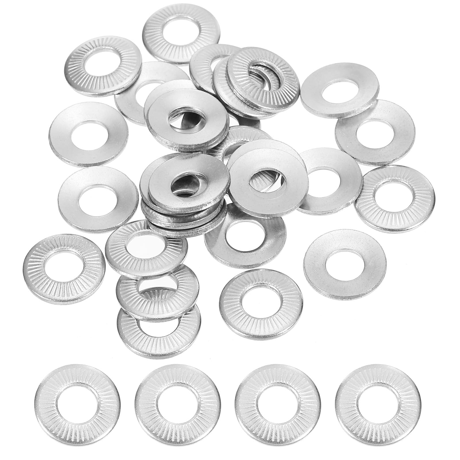 PATIKIL 304 Stainless Steel Flat Washers, 50 Pack M6x14mm Belleville Spring Disc Washer Conical Knurled Metric Gasket for Automotive Industrial Construction