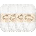 JubileeYarn Baby Soft Bamboo Cotton Yarn - 50g/Skein - Cotton White - 4 Skeins