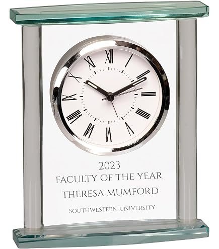 AllGiftFrames Personalized Gold Metallic Floral Desk Clock - Retirement, Service Award Gift - View #3