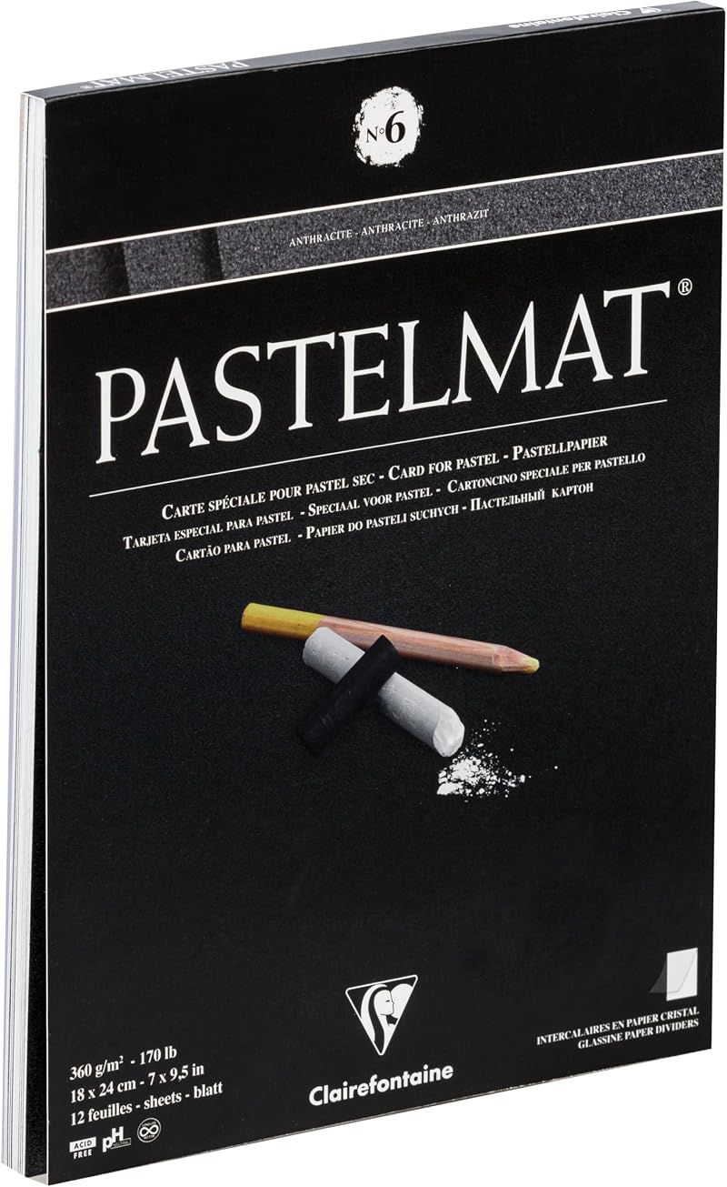 Clairefontaine Pastelmat Block 360gsm 18x24 Anthracite 12 Sheets No.6
