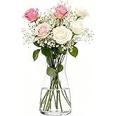 MYQYBRO Modern Clear Glass Vase for Centerpiece Table Home Indoor Desk Decor, Decorative Flower Vases for Wedding Reception, Home Decor, Housewarming Gift (Clear)