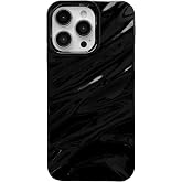 Caseative for iPhone 15 Pro Max Case, Black | Water Ripple Pattern Curly Wave Shape Soft