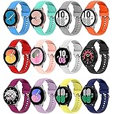 12 Pack Band Compatible with Samsung Galaxy Watch 7 6 5 4 Band 40mm 44mm, Galaxy Watch 5 Pro/ 4 6 Classic/Active 2, 20mm Soft Silicone Sport Strap Wristband for Women Men