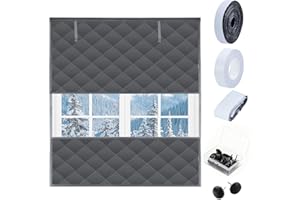JEYEOU Visible Thermal Window Insulation Kit for Winter, Winterizing Insulated Window Cover Waterproof Oxford Cloth Cotton Layer Reusable Insulated Curtain Blanket Cold Protector for Home Attic RV Keep Warm
