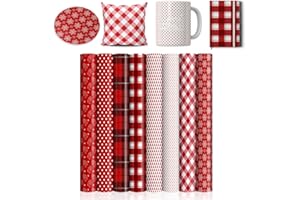LUCKY GODDNESS Christmas Buffalo Plaid- Transfer Sheets-12"x12" Sublimation Paper for T-Shirts Mugs Bags Coasters,8pcs