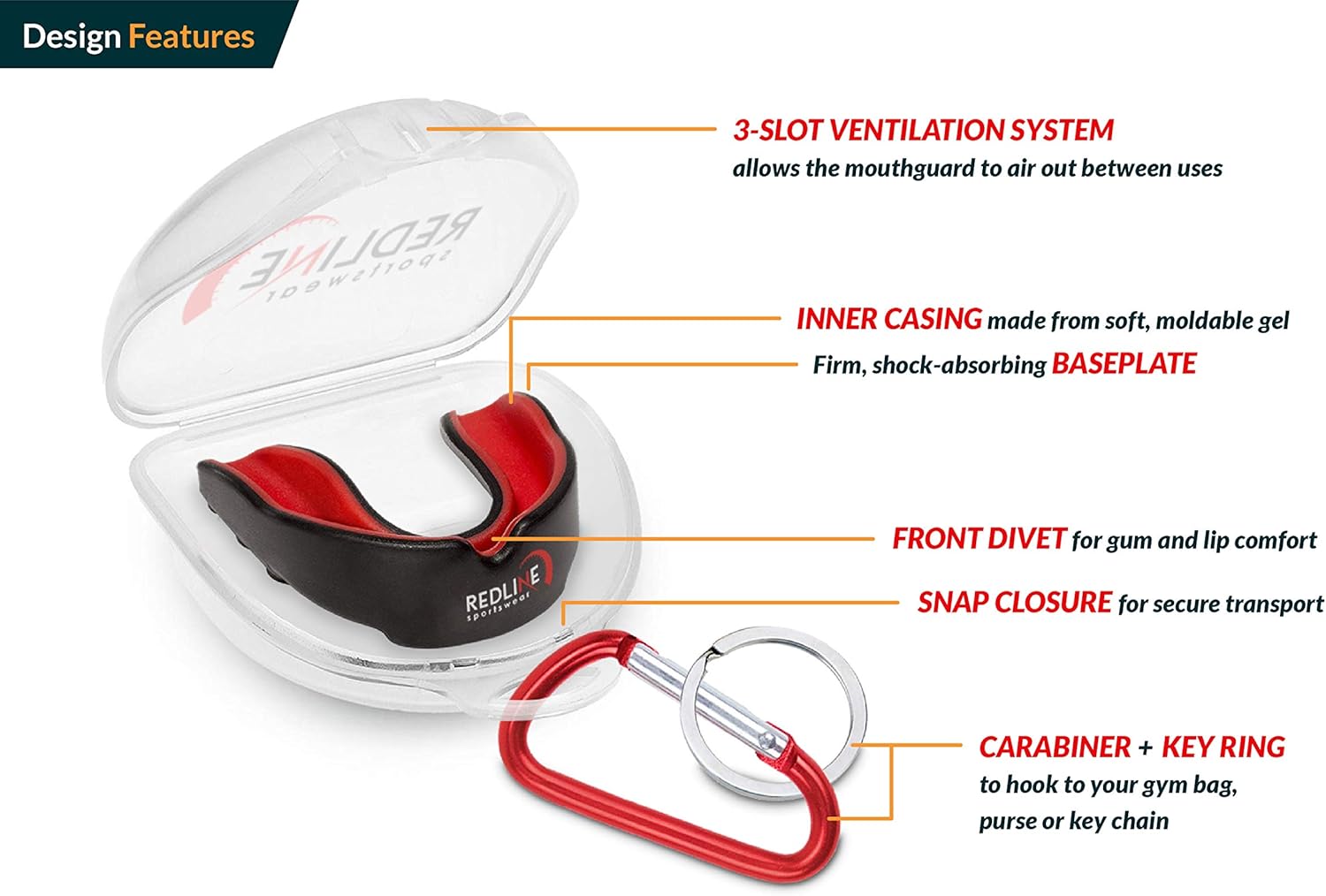 Redline Sportswear Custom Molded Mouthguard w/Case | Youth - Adult - Braces | Best Protection for MMA, Boxing, BJJ, Lacrosse, Football, Hockey and Other Sports | BPA Free (Blue & Black) : Sports & Outdoors