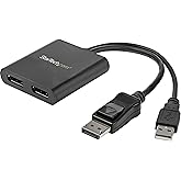 StarTech.com Dual-Monitor DisplayPort 1.2 Splitter, DisplayPort to 2x DP Multi-Monitor Adapter, Dual 4K 30Hz or 1080p 60Hz Co