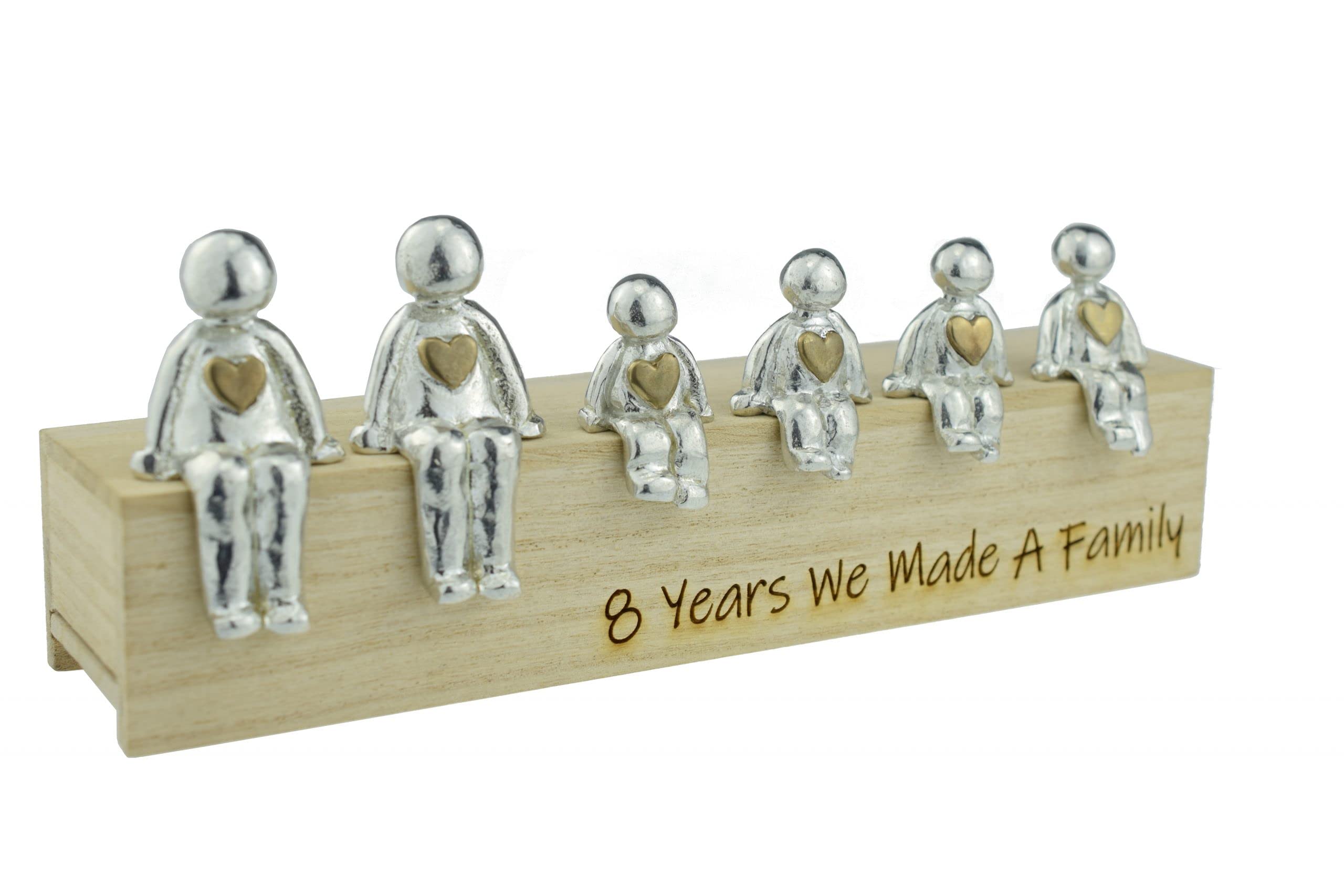 Pirantin Bronze Heart We Made A Family 8th Anniversary Ideas - Choose Your Only Family Combination (4 Children)