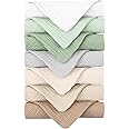 Konssy Baby Muslin Washcloths 7-Pack, 100% Cotton Baby Bath Washcloths, Soft & Absorbent Wash Cloths and Burp Cloths for Newborn Kids Girls & Boys, 11x11 inches