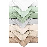 Konssy Baby Muslin Washcloths 7-Pack, 100% Cotton Baby Bath Washcloths, Soft & Absorbent Wash Cloths and Burp Cloths for Newborn Kids Girls & Boys, 11x11 inches