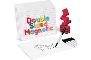 Gamenote 6 Pack Magnetic Small White Board Set - Double Sided Magnet Dry Erase Ruled Lap Boards 9x12 Lined Whiteboard for Kids Student Learning（6）