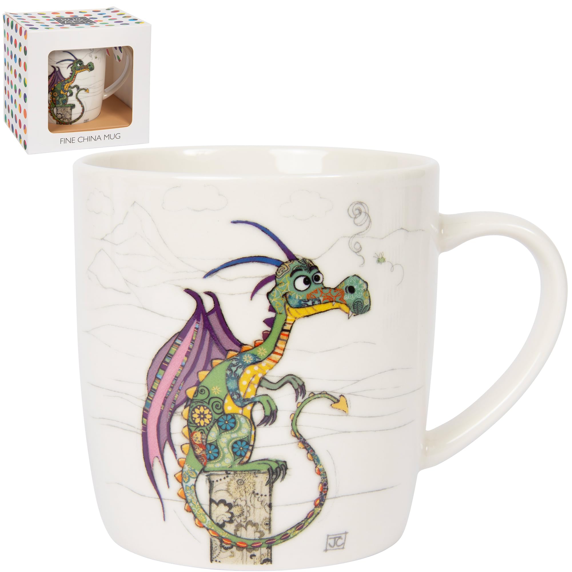 Lesser & Pavey British Designed Barrel Coffee Mug | Ceramic Mugs for Home or Work | Large Mugs for Hot Drinks | Dragon Mug Tea and Coffee Cups - Bug Art — image 1