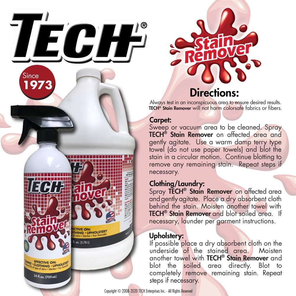 TECH Red Wine Stain Remover, 2 oz Spray Bottle, For Carpet, Clothes, Upholstery, and Other Fabrics: Home & Kitchen