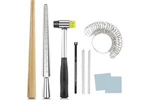 TOOLTOS Ring Sizer Mandrel Ring Making Tool Ring Shaper Tool Fix Bent Rings Metal Size Measuring Repair Kit with Jewelry Mallet
