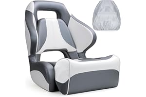 SUNDGORA Pontoon Captains Chair Flip Up Bucket Boat Seat with Seat Cover for Pontoon Boats and Marine Use