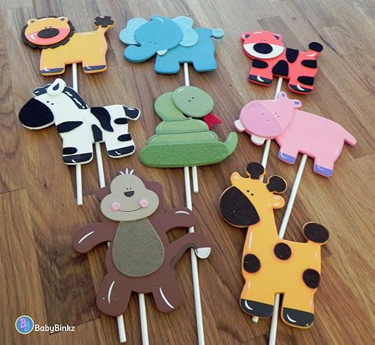 Amazon Com Jungle Animal Shapes 8 Piece Cake Toppers Or Party