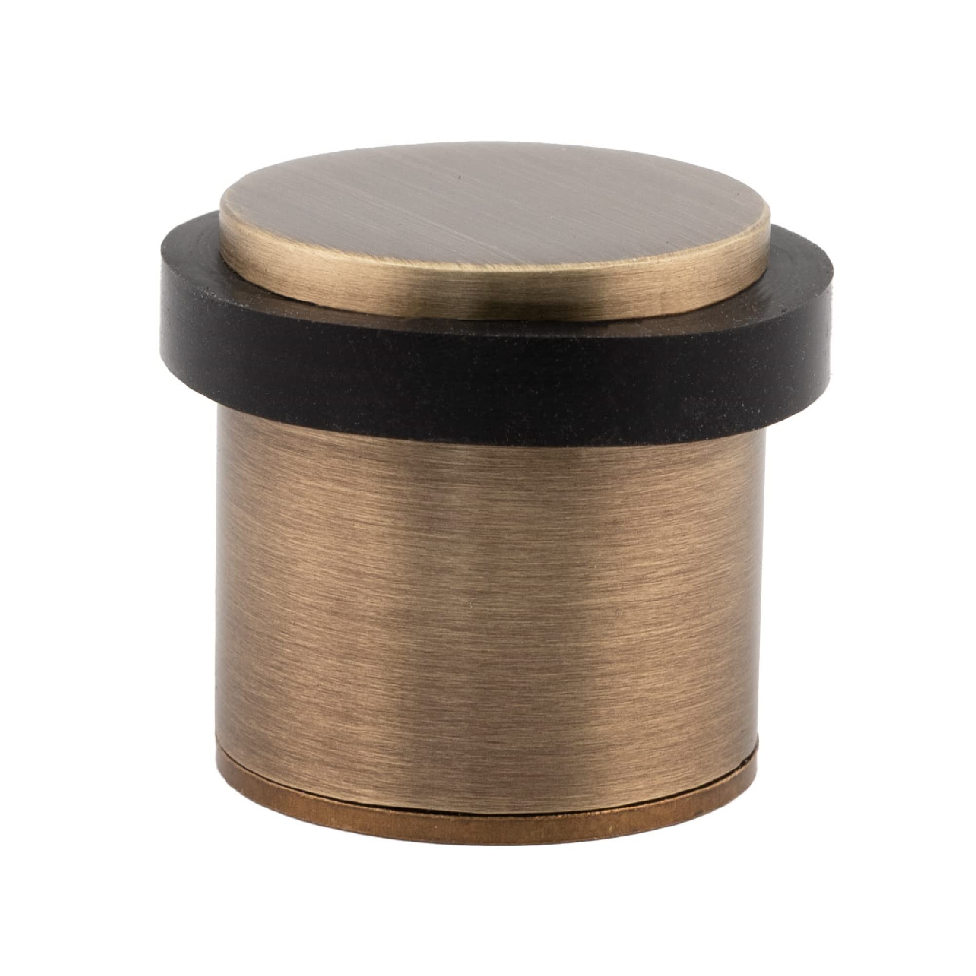 EVI Herrajes | Antique Brass Door Stop | Ø28x30mm | Floor Mounted | Silicone Protection | Includes Screw + Fastening Plug | Model I-202CU