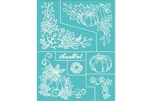 OLYCRAFT 2Pcs 8.6x11 Inch Pumpkin Maple Leaf Self-Adhesive Silk Screen Printing Stencil Thankful Silk Screen Stencil Autumn Theme Reusable Mesh Stencils Transfer for DIY T-Shirt Fabric Painting