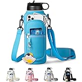 RRegeny Water Bottle Holder with Strap for Hydroflask 32oz 40oz, Carrier Sling Bag with Phone Pocket Water Bottle Sleeve for Men Women Hiking Camping Travelling