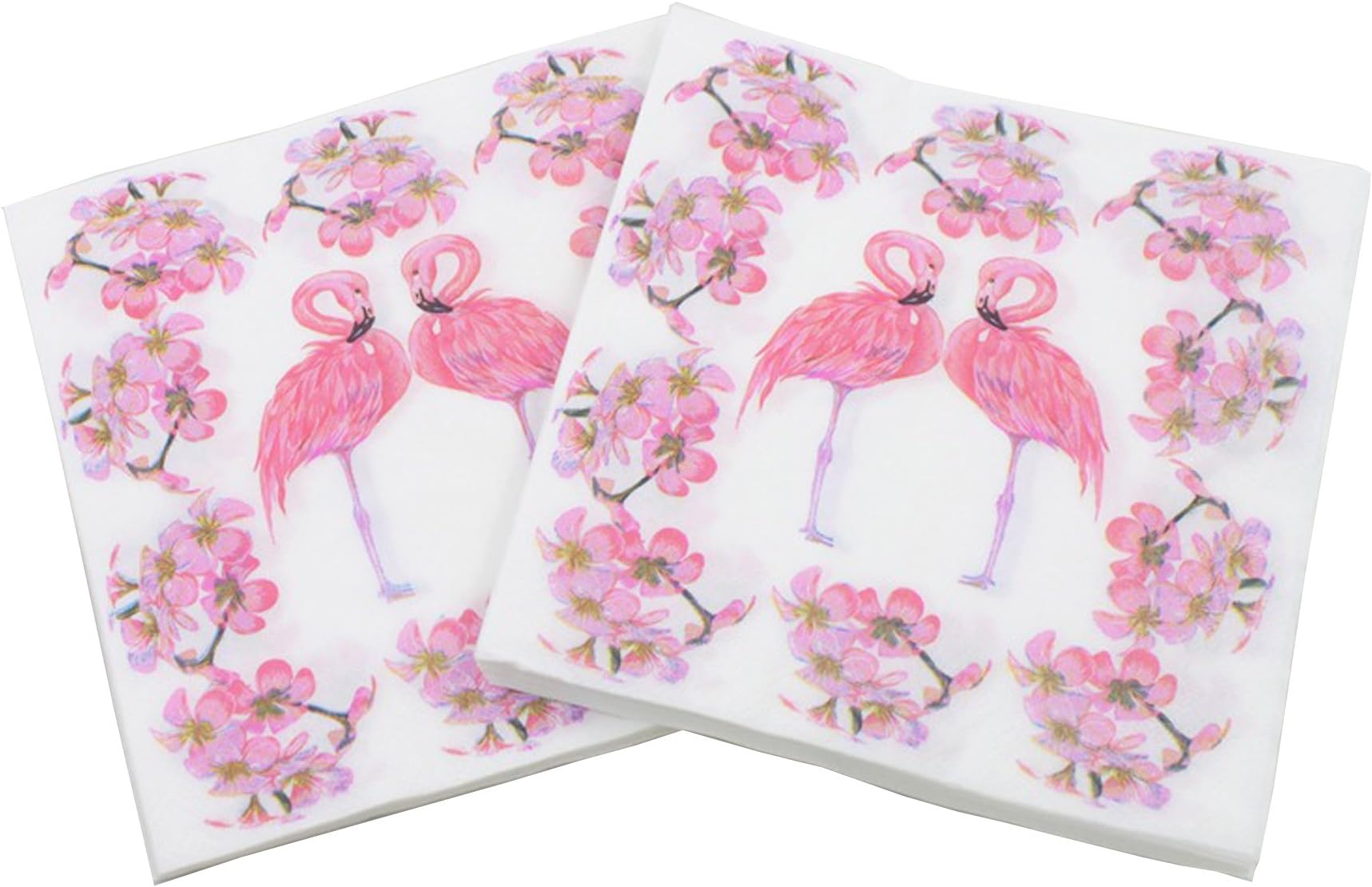Flamingo Paper Napkins Wedding Cocktail Napkins for Birthday Party Baby Shower Christmas or Anniversary Celebration (Pack of 60, Pink and White) 13" x 13"