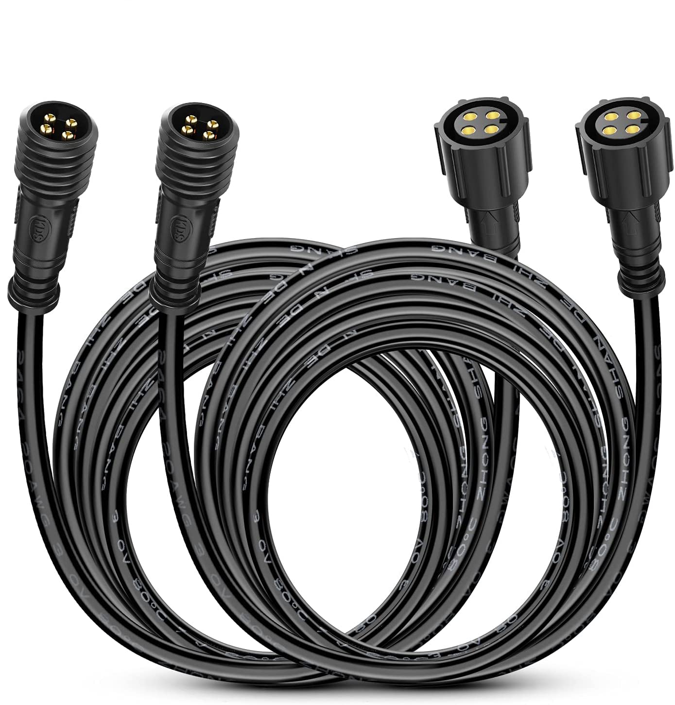 Nilight 2 Pack 10FT 4 Pin RGB Cable Cord for 4 and 8 Pods Multi Color Underglow Rock Light Kits Wheel Well Lights Extension Wire,2 Years Warranty