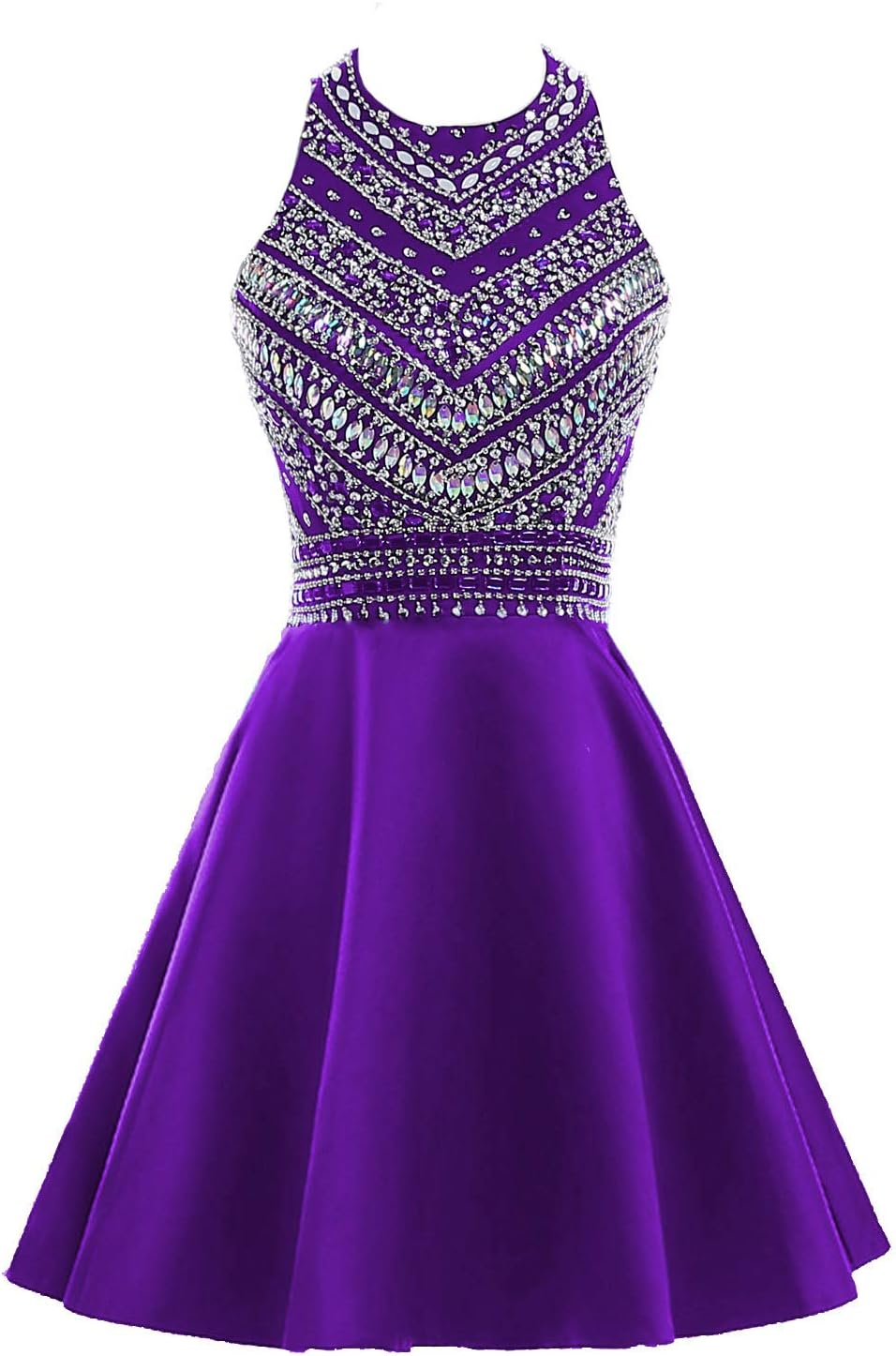 HEIMO Women's Sparkly Beaded Homecoming Dresses Sequined Prom Gowns Short H212