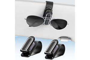Veharvim Sunglass Holder for Car (2 Pack, One-Handed Operation, Gentle & Secure Hold, Silicone Padded, Universal Fits Sunglass and Car Visor) - Sunglasses Clip for Car Visor