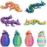 ACTICO 4 Pcs 3D Printed Dragon, Dragon Eggs with Dragon Inside, Articulated Crystal Dragon Fidget Toy, Dinosaur Eggs Toy, Desk Toys for Teen Boy Kid