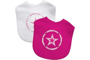 Baby Fanatic Officially Licensed Pink Unisex Cotton Baby Bibs 2 Pack - NFL Dallas Cowboys Baby Apparel Set