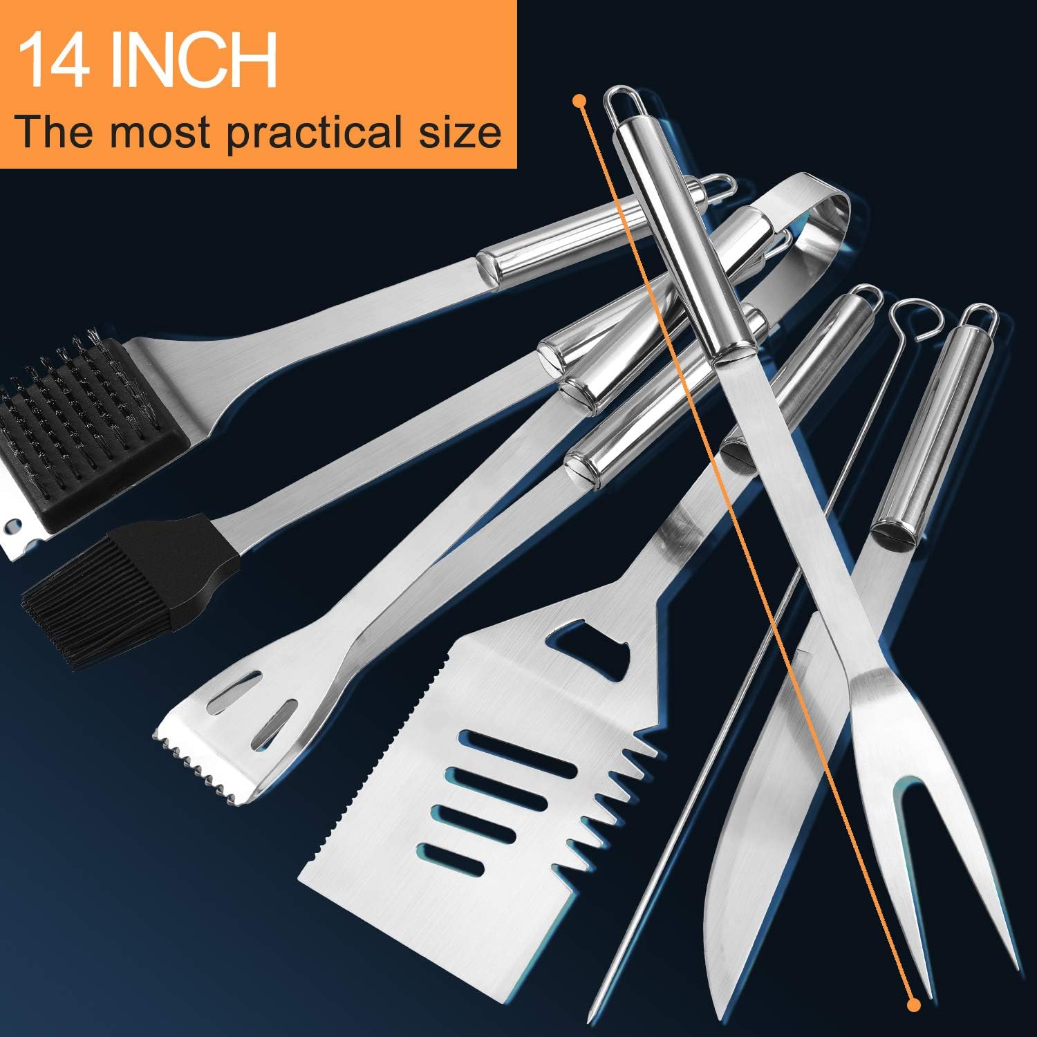Anpro Grilling Accessories BBQ Tools Set, 21 PCS Stainless Steel Grill Kit with Case, Great Barbecue Utensil Tool for Men, Women, Dad : Garden & Outdoor