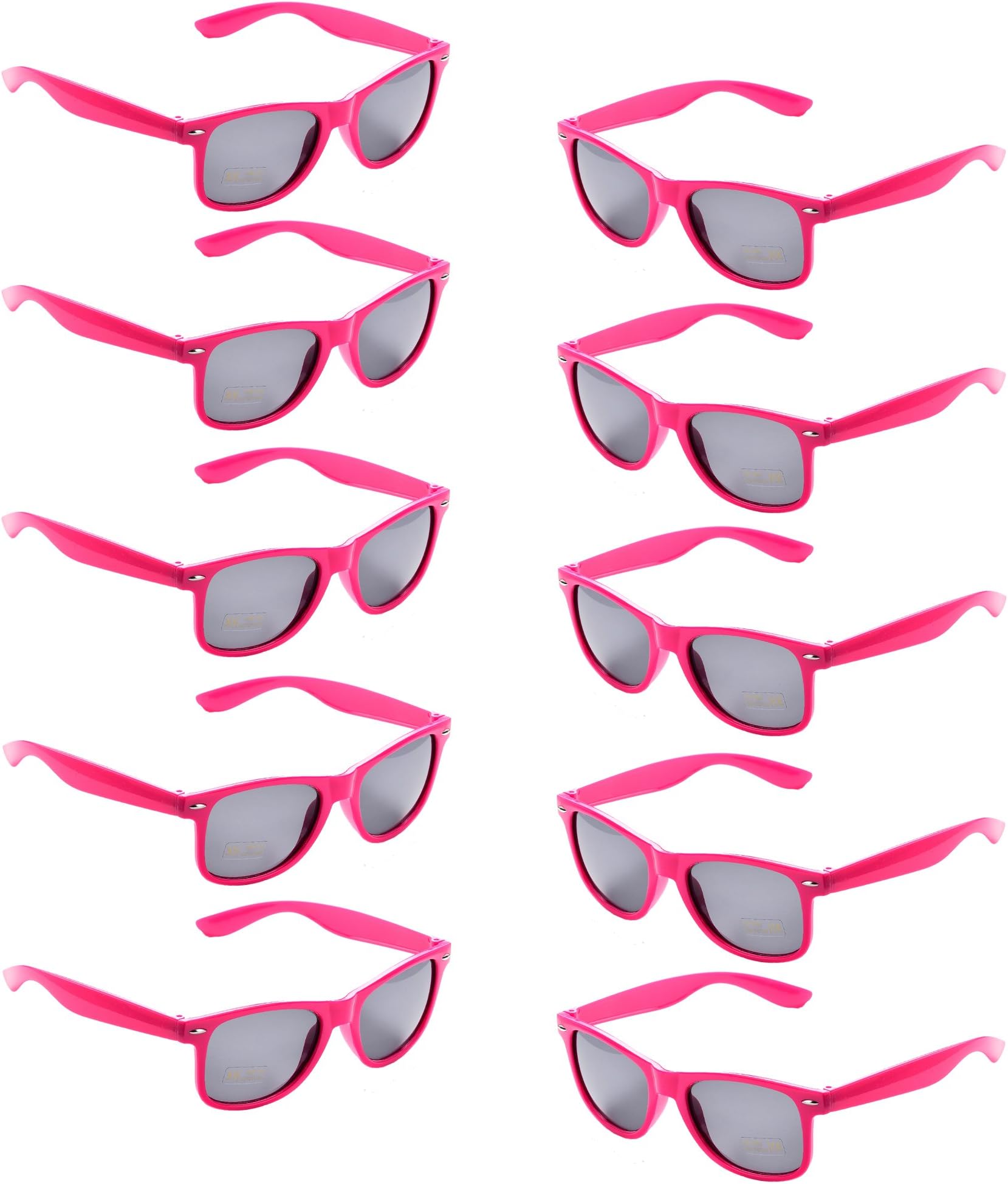 10 Packs UV Protection Neon Colors 80's Retro Style Party Favors Sunglasses