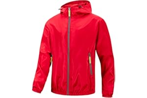 congluoki Mens Windbreaker Jackets Lightweight Hooded Zippered Jackets for Men Hiking Cycling Sportswear