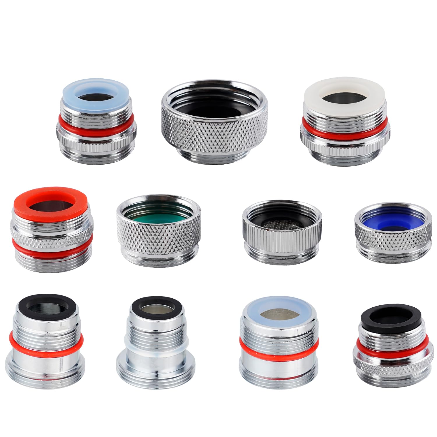 Photo 1 of 11pcs Faucet Adapter Kit, Brass Faucet Aerator Adapter Set Male Female Sink Faucet Adapter Converter to NH 3/4 Garden Hose, G 1/2 Shower Hose, Apply on Both Removable and Insert Aerator