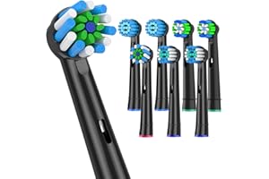 AOBAMA Replacement Toothbrush Heads Fits Oral B Braun Electric Toothbrush Refills,8Pcs Black Toothbrush Heads Compatible with Oral B 7000/Pro 1000/9600/500/3000/8000