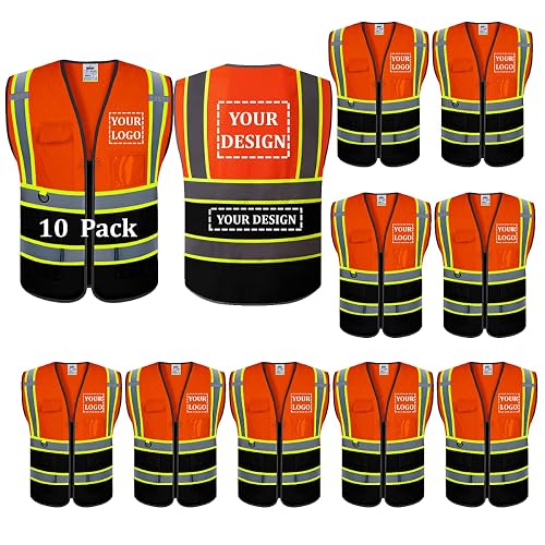 Vis Security Logo Class 2 High Visibility Vest With 5 Pockets And ...