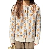GORGLITTER Women's Floral Cardigan Sweaters Open Front Long Sleeve Button Down Knit Vintage Sweater