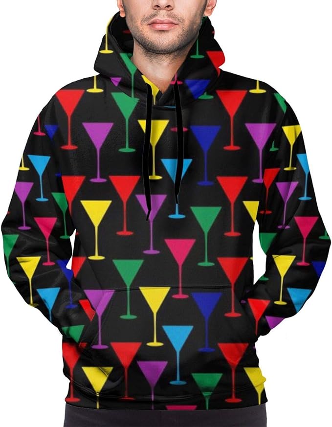 Color Martini Men's Long Sleeve Hoodies Casual Hooded
