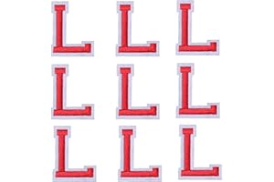 GUYI GYGYL Iron on Letters Patches, 9Pcs of 2 Inch Red Letter "L" Patches, Alphabet Embroidered Patch for Clothes, Dress, Hat, Socks, Jeans, DIY Accessories