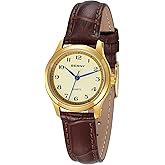 BERNY Dainty Gold Watches for Women Small Women's Leather Wrist Watch Vintage Easy Reader Watch