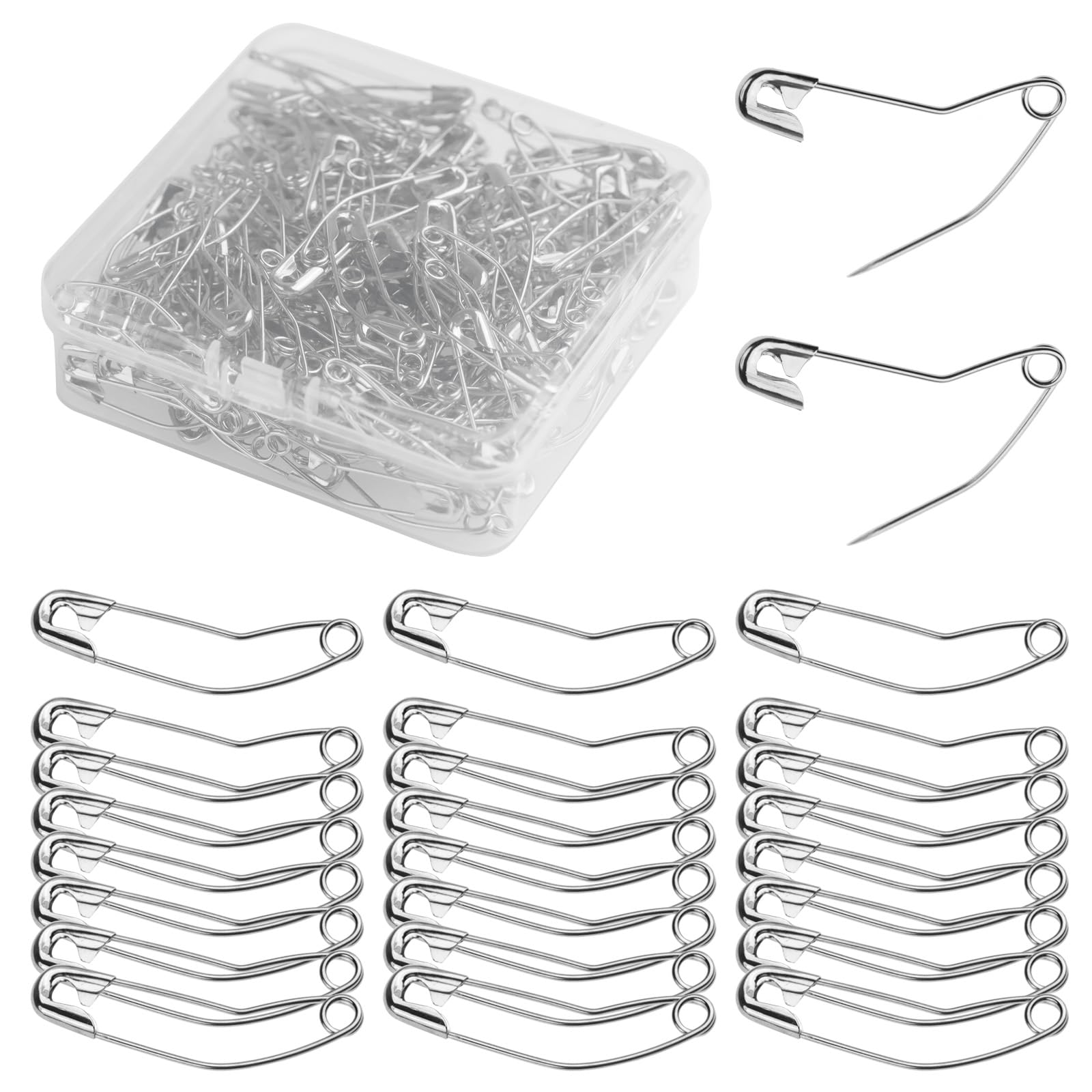 Photo 1 of 100 Pack Curved Safety Pins for Quilting Basting Pins 38mm/1.5inch Quilting Safety Pins Stainless Steel Quilting Pins