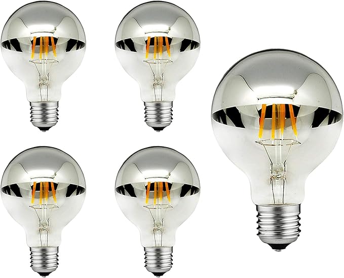 Amazon Ky Lee フィラメントled電球 半分クローム 80w 110v E26口金 4個入 G80 Ky Lee Led電球