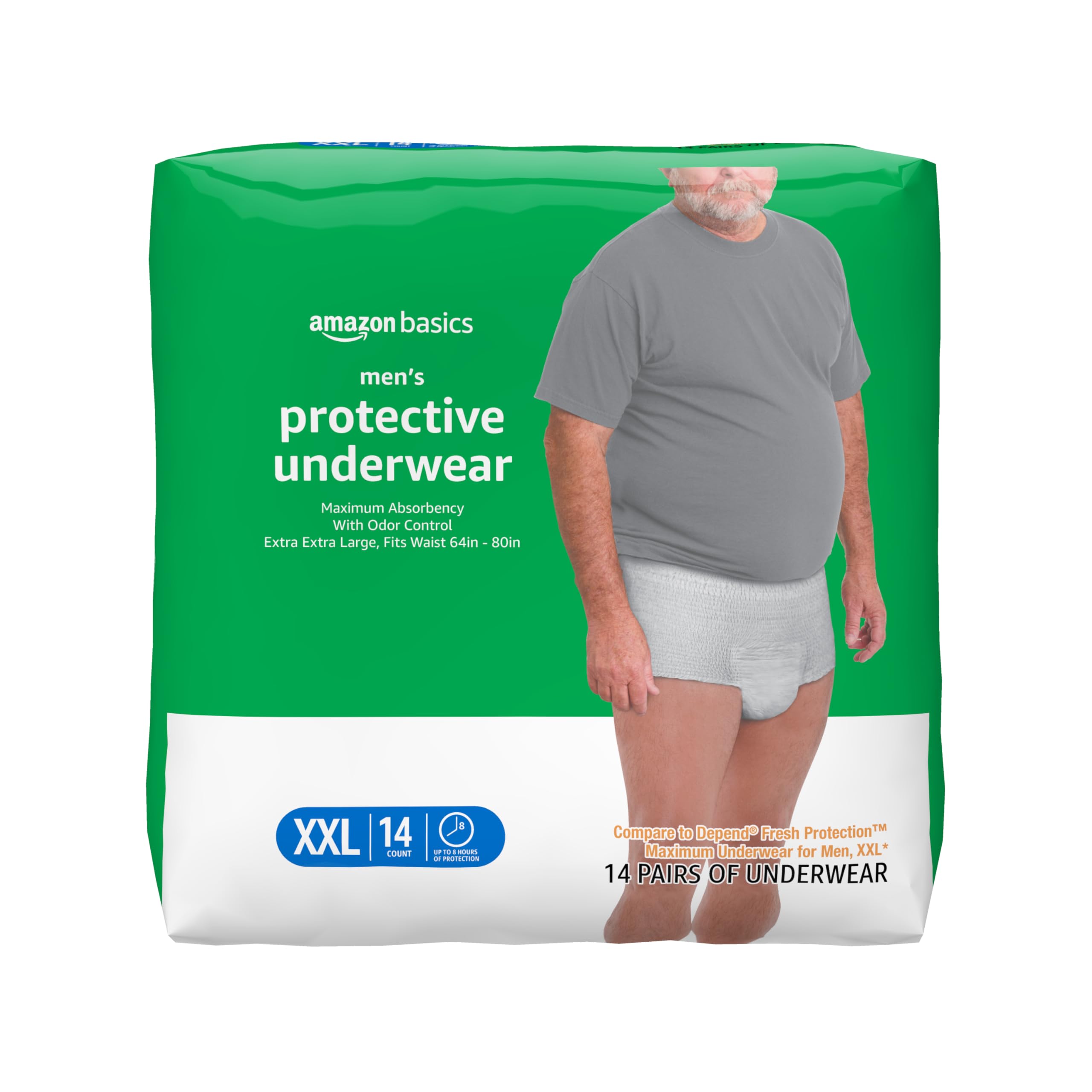 Photo 1 of Amazon Basics Maximum Absorbency Incontinence Underwear for Men with Leak Protection, 2X-Large, 14 Count