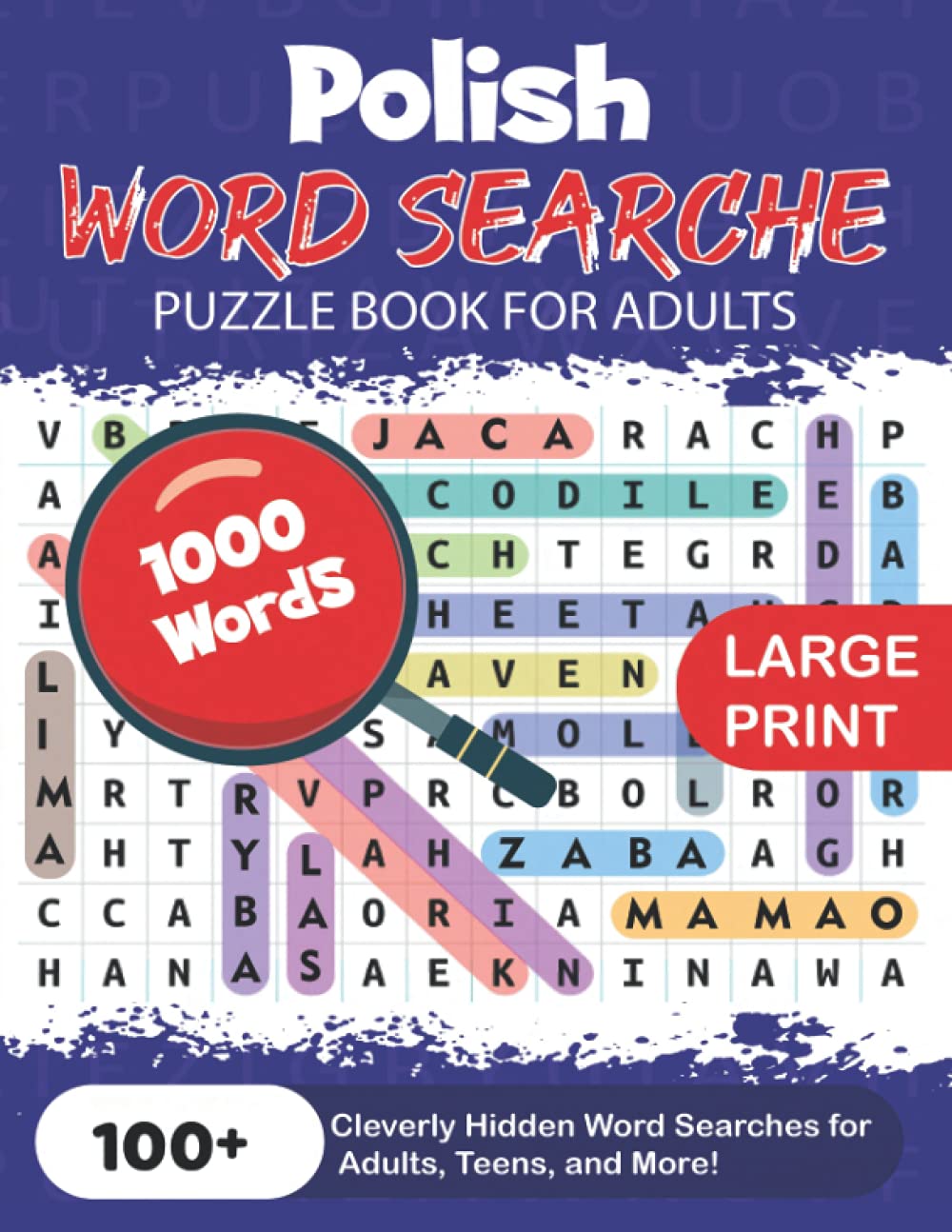 polish word search puzzle book fo adults large print for adults in polish the largest print word search game for adults seniors find 1000 fun with 100 jumbo