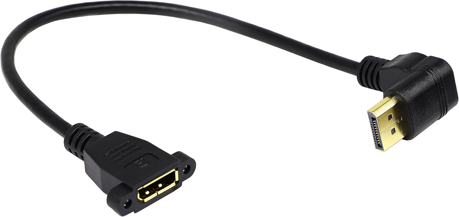 zdyCGTime DP to Panel Mount DP Cable,Gold Plated 90 Degree Up Displayport Male to Panel Mount Displayport Female Audio and Video Extender Adapter Cable.(30 CM/12inch) - Image 4