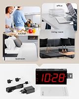 ROCAM Digital Projection Alarm Clock USB Charger Dimmable Bedroom Loud Snooze view 7