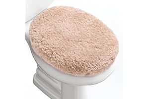 Baahrnom Luxury Tufted Toilet Lid Cover Machine Washable Solid Seat Covers 19.5"x 18.5" Stays in Place Rubber Backing Adjustable Fits Most Round Elongated and Oblong Lids