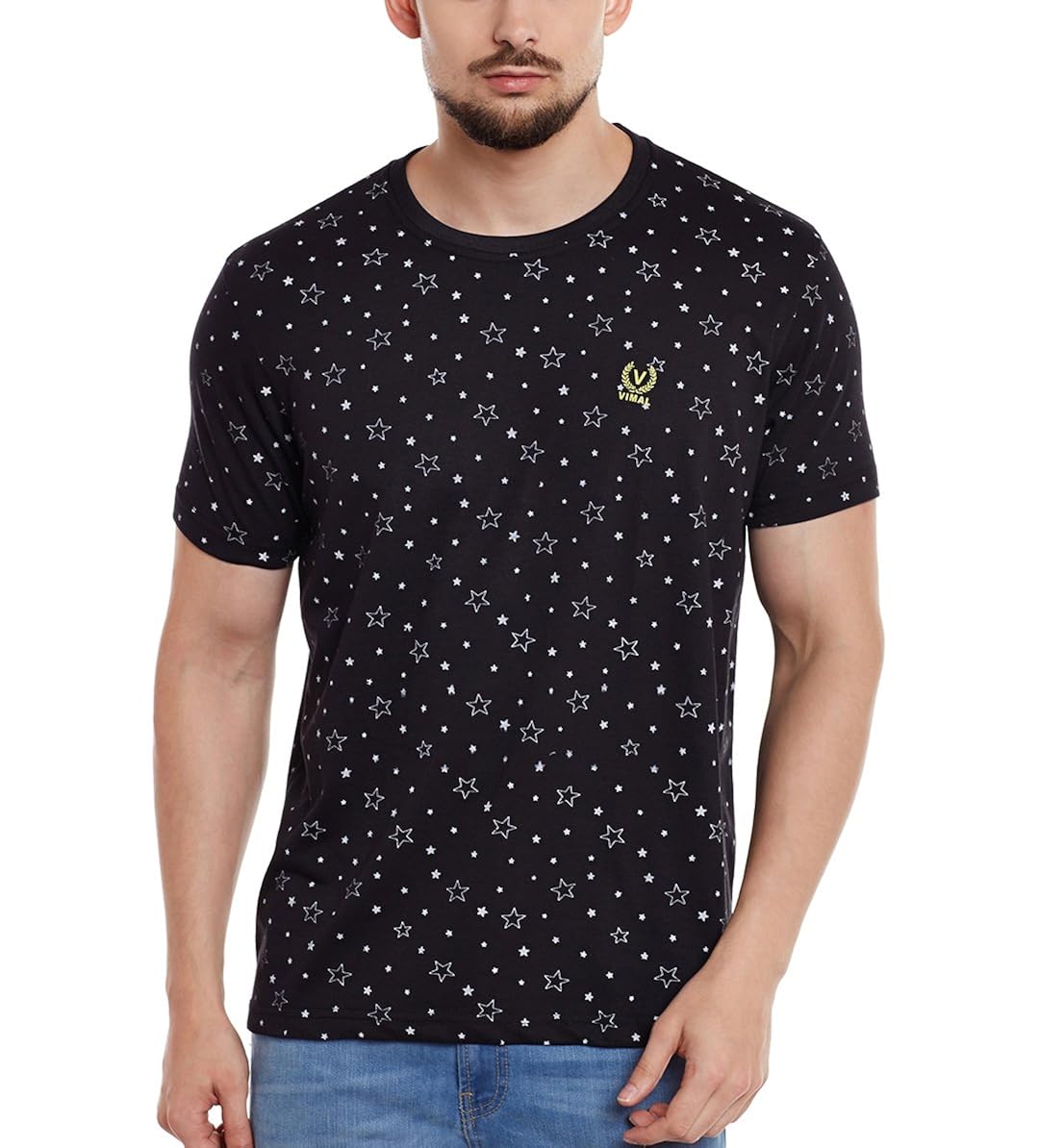 vimal men's cotton t-shirt (pack of 1) (t-print-p)