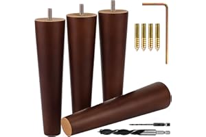Airy Abode Premium Walnut Wood Furniture Legs (Full Install Kit) - Pick Your Size and Color
